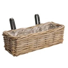 Mega Collections Willow Woven Balcony Railing Planter W/Hooks (49 x 49 x 70 cm)