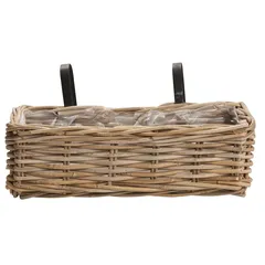 Mega Collections Willow Woven Balcony Railing Planter W/Hooks (49 x 49 x 70 cm)