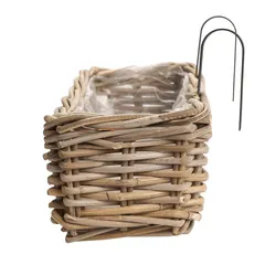 Mega Collections Willow Woven Balcony Railing Planter W/Hooks (49 x 49 x 70 cm)