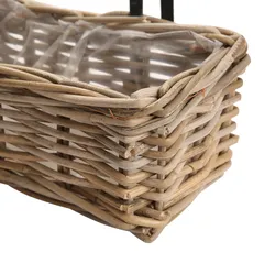 Mega Collections Willow Woven Balcony Railing Planter W/Hooks (49 x 49 x 70 cm)