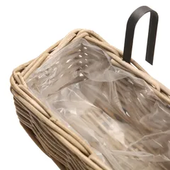 Mega Collections Willow Woven Balcony Railing Planter W/Hooks (49 x 49 x 70 cm)