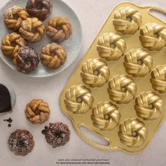 Nordic Ware 75th Anniversary Braided Bundtlette Pan (Gold)