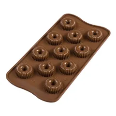 Silikomart 3D 11-Slot Silicone Choco Crown Mold (99 ml, Brown)