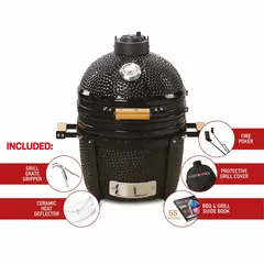 Kamado Bono Minimo Ceramic Charcoal Grill Set, TQ0015ALLIN (40 cm, Black)