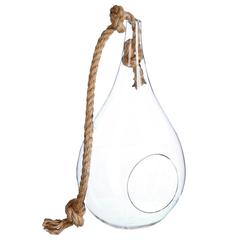 Atmosphera Drop-Shaped Hanging Glass & Rope Plant Pot (20 cm)