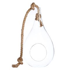 Atmosphera Drop-Shaped Hanging Glass & Rope Plant Pot (20 cm)