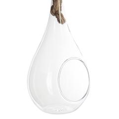 Atmosphera Drop-Shaped Hanging Glass & Rope Plant Pot (12.5 cm)