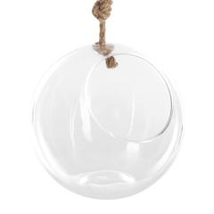 Atmosphera Round Jute & Glass Hanging Plant Pot (25 cm)