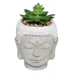 Artificial Succulent Plant W/Concrete Pot (Assorted colors/designs, 13.5 x 18 cm)