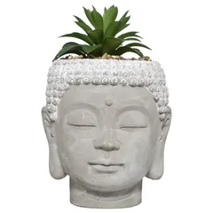Artificial Succulent Plant W/Concrete Pot (Assorted colors/designs, 13.5 x 18 cm)
