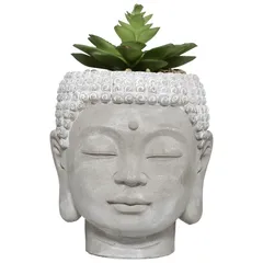 Artificial Succulent Plant W/Concrete Pot (Assorted colors/designs, 13.5 x 18 cm)