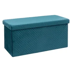 5Five Multifunction Velvet Storage Ottoman (76 x 38 x 38 cm, Blue)