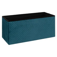 5Five Multifunction Velvet Storage Ottoman (76 x 38 x 38 cm, Blue)