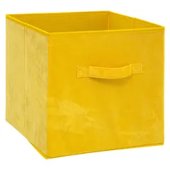 5Five Velvet Storage Box (31 x 31 x 31 cm, Yellow)