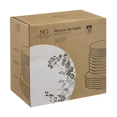 SG White Floral Porcelain Dinnerware Set (18 Pc.)