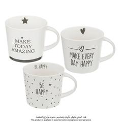 SG New Bone China Happy Mug (Assorted colors/designs, 320 ml)