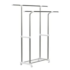 Extendable Stainless Steel Double-Rail Garment Rack (94-160 x 43 x 92-160 cm)