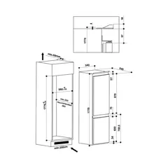 Ariston Built-In Bottom Freezer Refrigerator, BCB7030DEX (275 L)