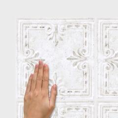 ملصقات جدارية سهلة التقشير واللصق باكسبلاش قصدير أبيض روم ميتس (قطعتين، 43.82 × 92.71 سم)