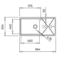 Teka Brooklyn 60 M-xP 1B 1D Plus Stainless Steel Sink (50.4 x 98.4 x 21 cm)