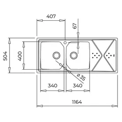 Teka Brooklyn 80 M-xP 2B 1D Stainless Steel Sink (50.4 x 116.4 x 21 cm)