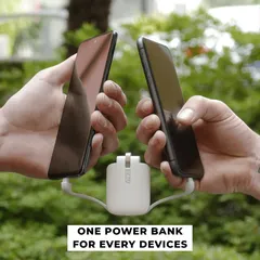 Rolling Square TAU 3-in-1 Mini Power Bank (1400 mAh, Pure White)