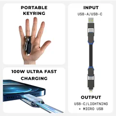 Rolling Square inCharge X 6-in-1 Charging Cable (100 W, Sapphire Blue)