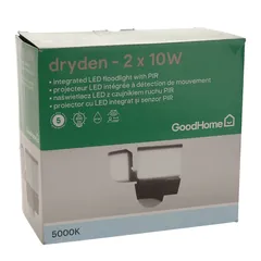 GoodHome Dryden LED PIR Security Light Set (10 W, Cool White, 2 Pc.)