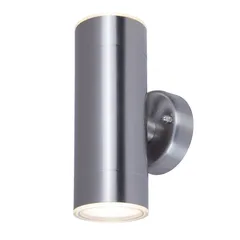 GoodHome Candiac LED Fixed Outdoor Double Wall Light (Warm White, Stainless Steel)