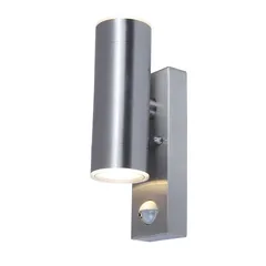 GoodHome Candiac LED Fixed PIR Outdoor Wall Light (9 W, Warm White, Stainless Steel)