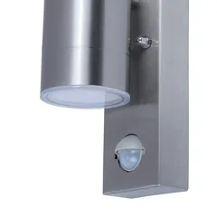 GoodHome Candiac LED Fixed PIR Outdoor Wall Light (9 W, Warm White, Stainless Steel)