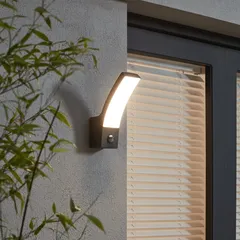 GoodHome Gambell LED Fixed PIR Outdoor Wall Light (12.5 W, Warm White)