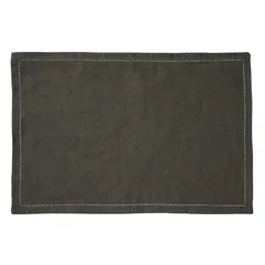 SG Washed Linen & Cotton Placemat (30 x 0.2 x 45 cm, Khaki Green)