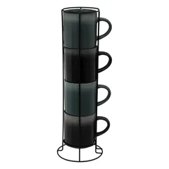 SG Sandstone Mug Set W/Rack (280 ml, 4 Pc.)