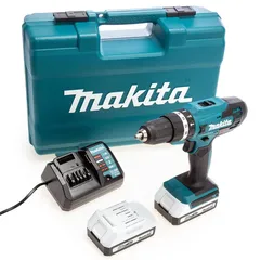 Makita Cordless Hammer Driver Drill W/Batteries, Charger & Accessory Set, HP488DAEX1 (18 V)