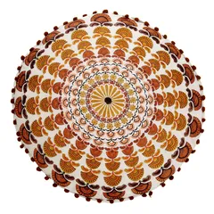 Living Space Canvas & Cotton Embroidered Pouf Cushion (51 x 38 cm)