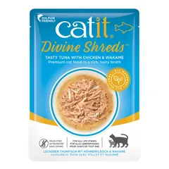 Catit Divine Shreds Wet Food (Tuna W/Chicken & Wakame, 75 g)