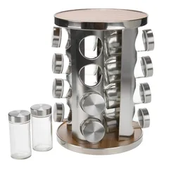 Orchid Glass Spice Jar Set W/Revolving Rack (16 Pc.)