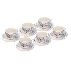 Orchid Blue Ivy Cup & Saucer Set (220 ml, 12 Pc.)