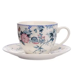 Orchid Blue Ivy Cup & Saucer Set (220 ml, 12 Pc.)