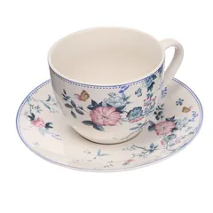 Orchid Blue Ivy Cup & Saucer Set (220 ml, 12 Pc.)
