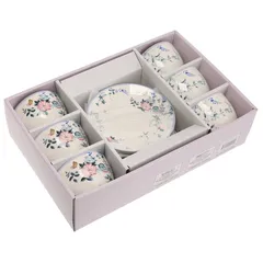 Orchid Blue Ivy Cup & Saucer Set (220 ml, 12 Pc.)