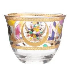 طقم فناجين قهوة عربية زجاجية متعددة الألوان أوركيد (80 مل، 12 قطعة)