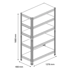 وحدة رفوف معدنية 5 طبقات جود هوم (40 × 127.6 × 180 سم)