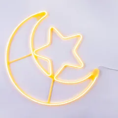 ضوء ليد LED على شكل قمر ونجمة هلالفول (60 × 51 × 1.7 سم)