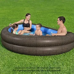 Bestway TruPrint™ Wicker Inflatable Family Pool (231 x 178 x 53 cm)