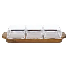 Billi Glass & Wood Serving Set (4 Pc.)