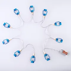 حبل أضواء ليد (LED) على شكل فوانيس رمضان يعمل على البطارية أكريليك هلالفول (2 متر)
