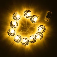 حبل أضواء ليد (LED) على شكل أهلة رمضان صغيرة تعمل على البطارية هلالفول (1.65 متر)