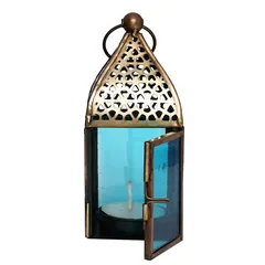 Hilalful Authentic Handmade Lantern (13 cm x 6 cm x 6 cm, Turquoise)